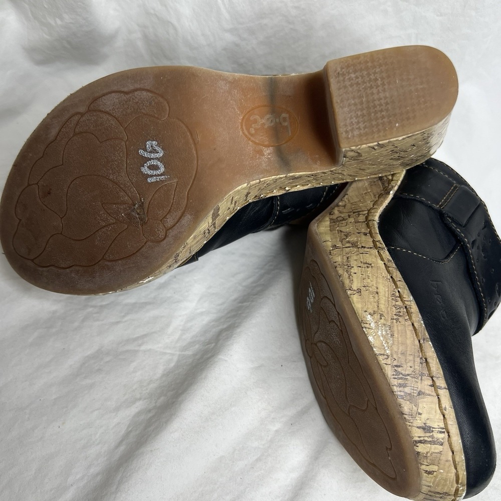 b.o.c Born Concept Black Leather Cut-Out Block Heel Mules Comfort Sz 8/39 - Picture 5 of 15